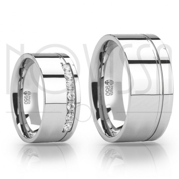 B5166 - ALIANÇAS DE PRATA 950, COM/SEM SWAROVSKI E ACABAMENTO EM ALTO BRILHO