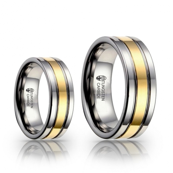 SUNSET - ALIANÇA DE TUNGSTÊNIO - MAGNETIZADA A OURO 18K COM ACABAMENTO EM ALTO BRILHO